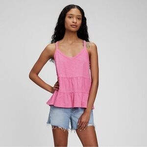 GAP PiNK TIERED RUFFLE TANK TOP